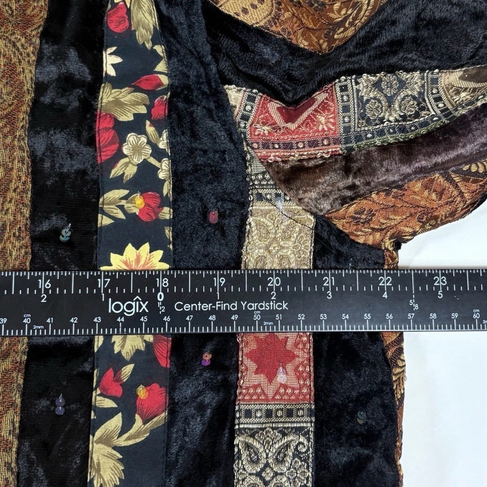 Velour Patchwork Jacket Artsy Eclectic Funky Sequ… - image 9